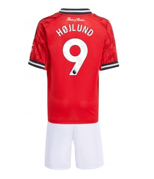 Billiga Manchester United Rasmus Hojlund #9 Hemmatröja Barn 2025-26 Kortärmad (+ Korta byxor)